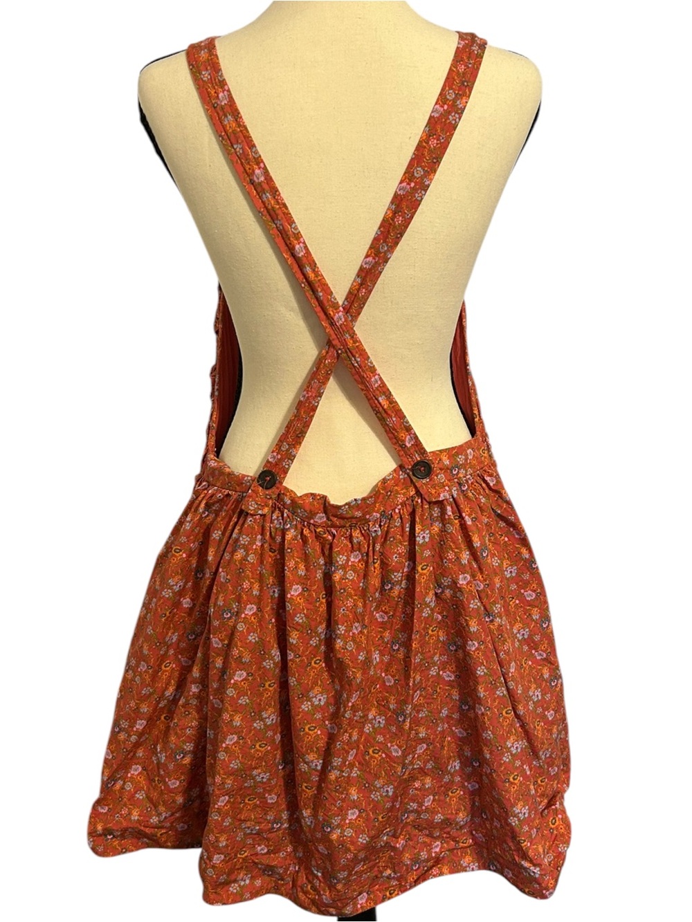 Free People Petunia Mini Dress in Poppy Combo Sz M Summer Boho Cotton Smocked - Picture 2 of 12